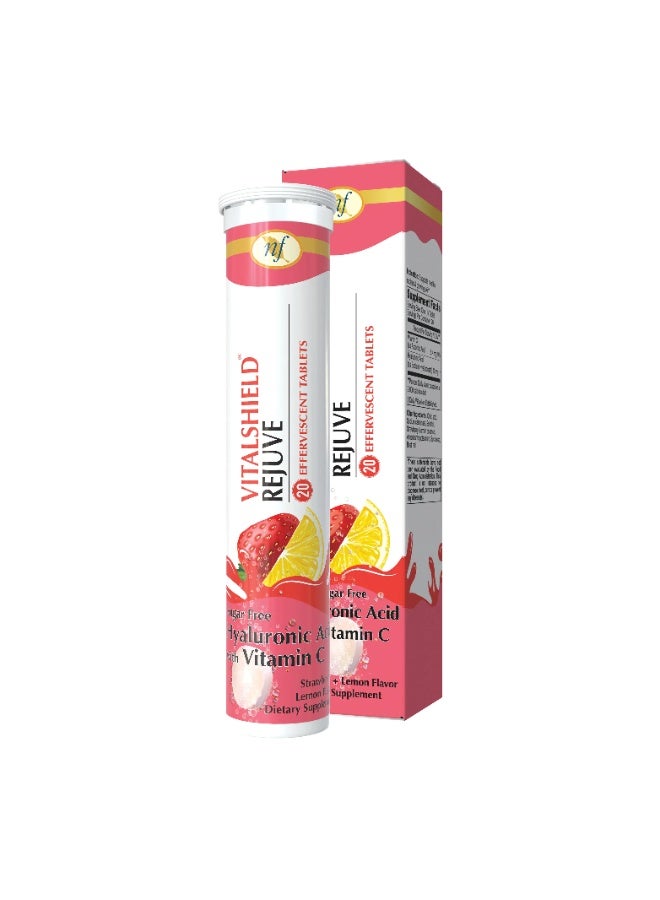 Vitalshield Rejuve Hyaluronic Acid + Vitamin C Effervescent Tablets – Strawberry & Lemon Flavor (20 Tablets)